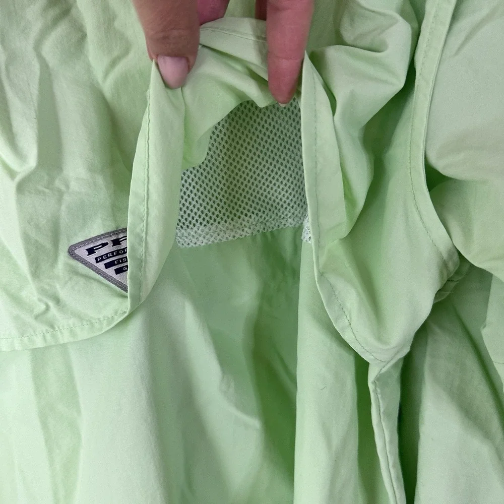 Columbia PFG Shirt Long Sleeve Lime Green Fishing Vented Mens Large Omni Shade - Picture 10 of 13
